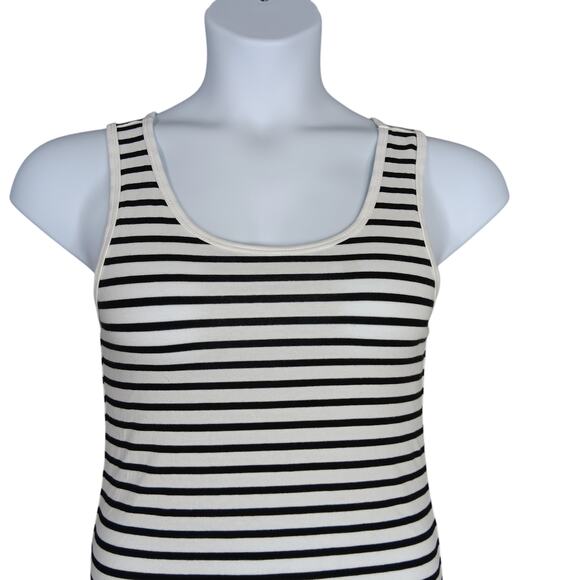 Amazon Essentials Tank Top Size Large Black and White Stripes White Trims - Picture 2 of 6